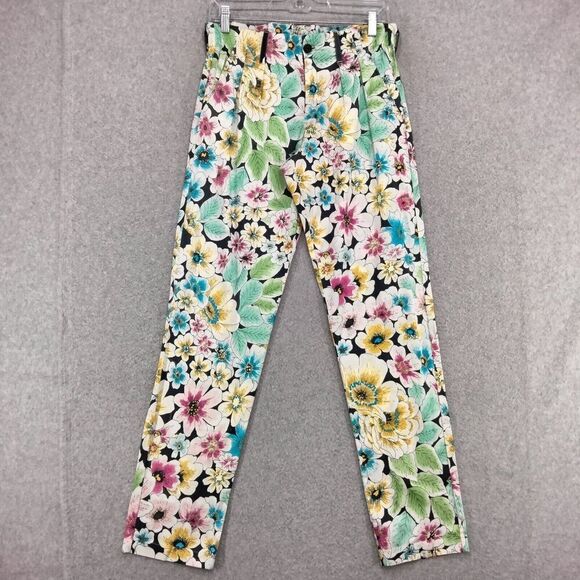 Johnny Was Paperbag Waist Pants Womens Sz XS Multicolor Floral Stretch Straight - Picture 1 of 12